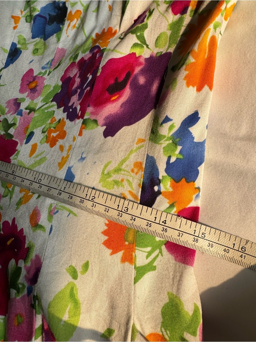 Ralph Lauren White Floral Sundress with Blue, Green & Pink Blooms - Picture 9 of 10